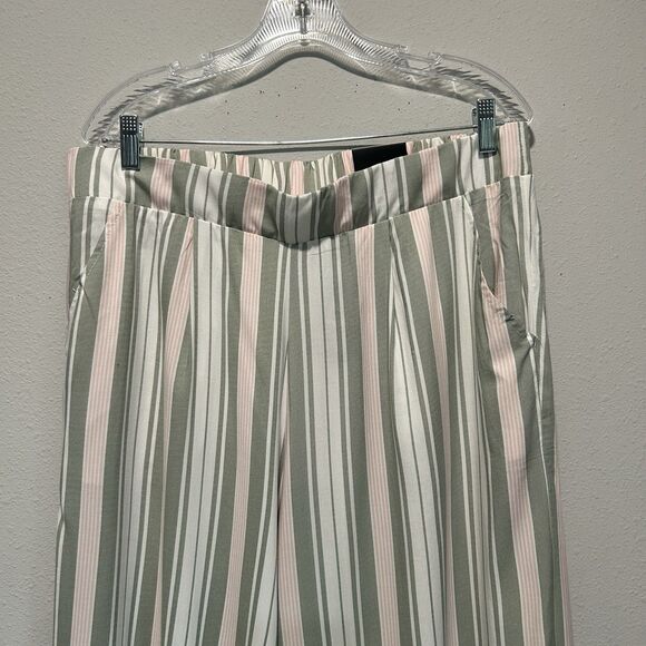 Torrid Womens Pants 1R  (14-16) Pockets Wide Leg Daydream Stripe Cloud Dancer - Picture 2 of 12